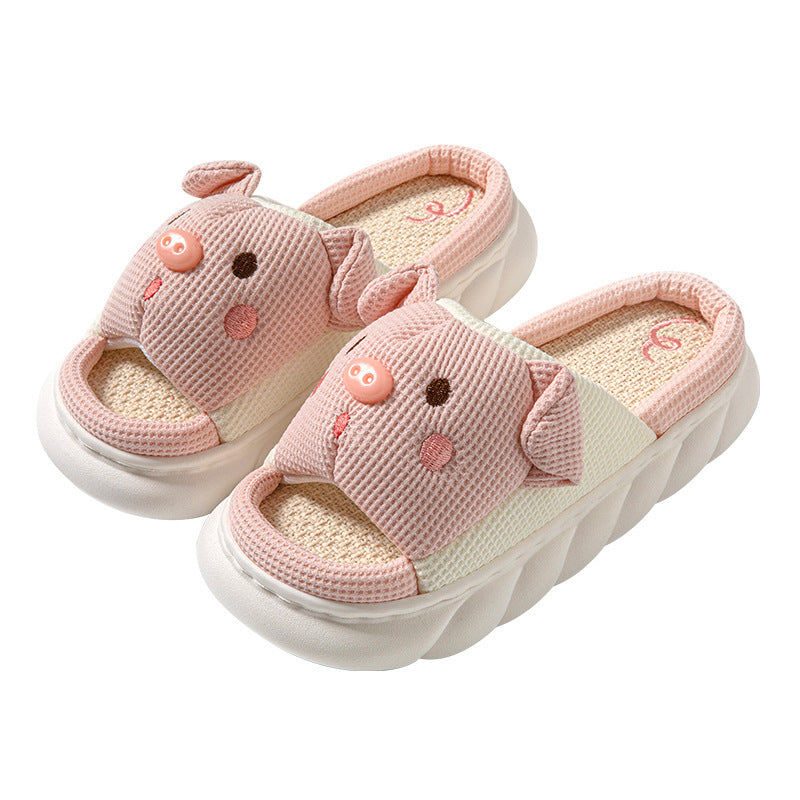 piggy linen slippers